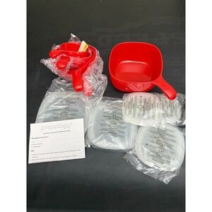 Prepology 10 Piece Red Microwave Bowl Set Vented Airtight Lids Nesting Bowls